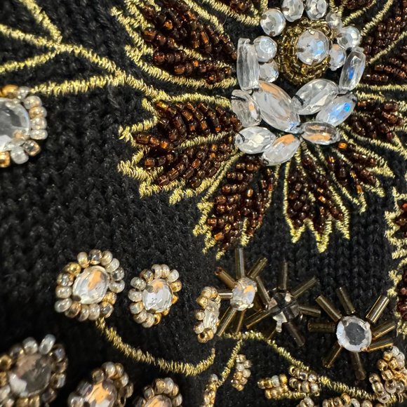 Vintage Sabree Black Embellished Beaded Sweater - Size Large - Picture 4 of 9